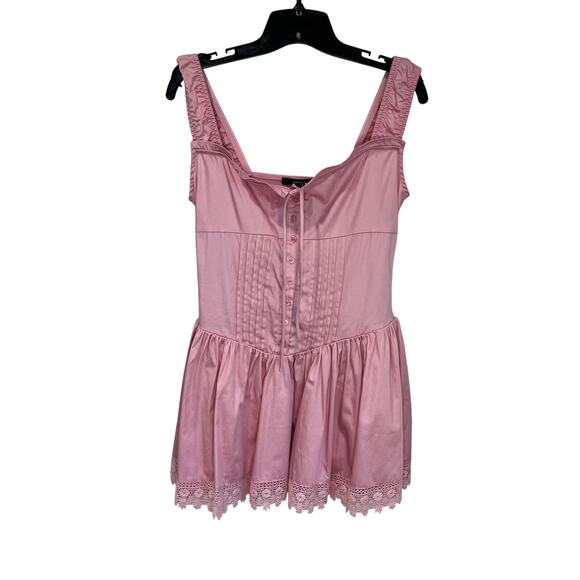 Forever 21 Pink Milkmaid Mini Dress M NWT Corset Lace Trim Coquette Barbiecore - Picture 2 of 6